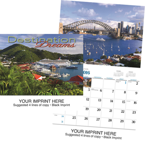 Promotional Imprinted Desination Calendar - Destination Dreams #804